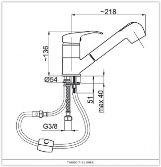 baterie Prince P-21 Star dřezová stojánková s vytah. sprškou OLBAP21M