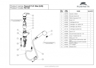 baterie Prince P-21 Star dřezová stojánková s vytah. sprškou OLBAP21M