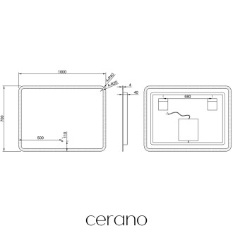 CERANO - Koupelnové LED zrcadlo Grande - 100x70 cm