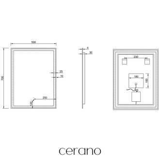 CERANO - Koupelnové LED zrcadlo Interno - 50x70 cm