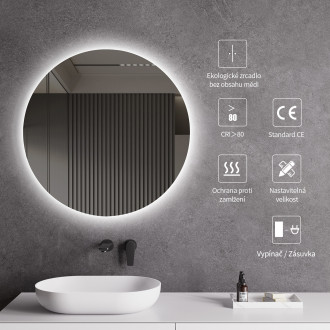 CERANO - Koupelnové LED zrcadlo Libro - Ø 80 cm