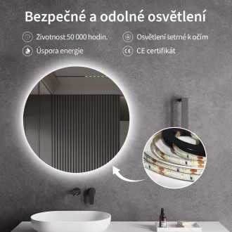 CERANO - Koupelnové LED zrcadlo Libro - Ø 80 cm - 2. jakost