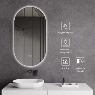 CERANO - Koupelnové LED zrcadlo Luno - 40x80 cm