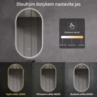 CERANO - Koupelnové LED zrcadlo Luno - 50x100 cm