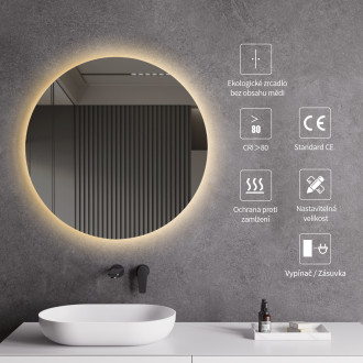 CERANO - Koupelnové LED zrcadlo Nome - Ø 80 cm