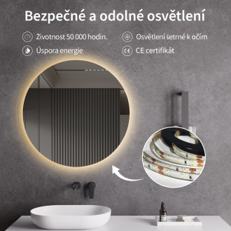 CERANO - Koupelnové LED zrcadlo Nome - Ø 80 cm