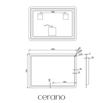 CERANO Koupelnové LED zrcadlo Retano 100x70 cm CER-NT2151-100X70
