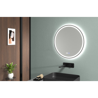 CERANO - Koupelnové LED zrcadlo Rivo, kovový rám - černá matná - Ø 60 cm