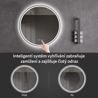 CERANO - Koupelnové LED zrcadlo Rivo, kovový rám - černá matná - Ø 60 cm