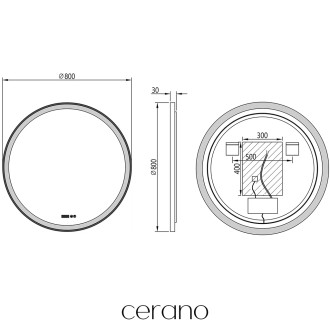CERANO Koupelnové LED zrcadlo Rivo, kovový rám černá matná 80 cm CER-NT8232A80