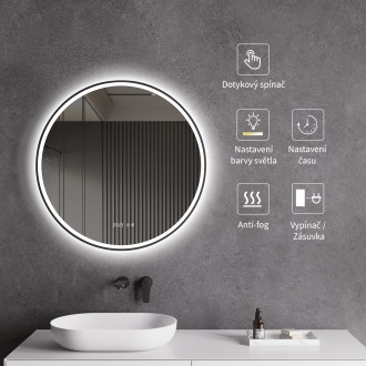 CERANO Koupelnové LED zrcadlo Rivo, kovový rám černá matná 80 cm CER-NT8232A80