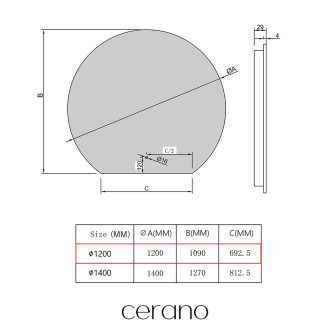 CERANO - Koupelnové LED zrcadlo Rondo - Ø 120 cm