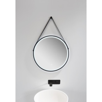 CERANO - Koupelnové LED zrcadlo Rotondo, kovový rám - černá matná - Ø 60 cm