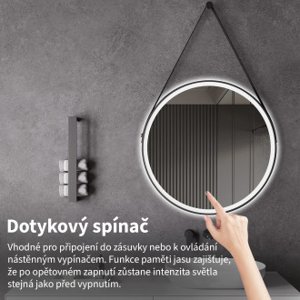 CERANO - Koupelnové LED zrcadlo Rotondo, kovový rám - černá matná - Ø 60 cm