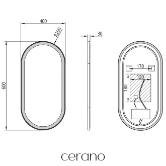 CERANO - Koupelnové LED zrcadlo Salvo, kovový rám - černá matná - 40x60 cm