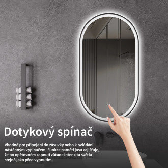 CERANO - Koupelnové LED zrcadlo Salvo, kovový rám - černá matná - 40x60 cm