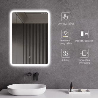 CERANO - Koupelnové LED zrcadlo Silvano - 60x80 cm