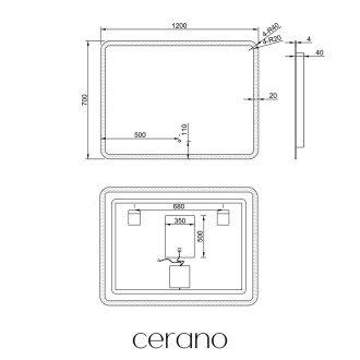 CERANO - Koupelnové LED zrcadlo Speculare - 120x70 cm