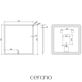 CERANO - Koupelnové LED zrcadlo Speculare - 70x70 cm