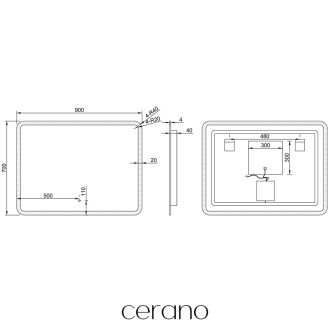 CERANO - Koupelnové LED zrcadlo Speculare - 90x70 cm