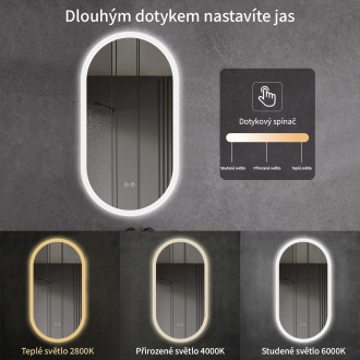 CERANO - Koupelnové LED zrcadlo Toro - 50x100 cm