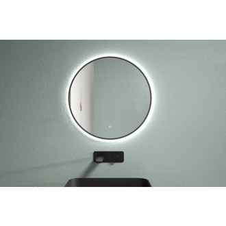 CERANO - Koupelnové LED zrcadlo Velo, kovový rám - černá matná - Ø 60 cm