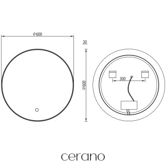 CERANO - Koupelnové LED zrcadlo Velo, kovový rám - černá matná - Ø 60 cm