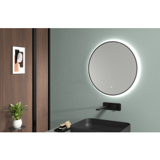 CERANO - Koupelnové LED zrcadlo Velo, kovový rám - černá matná - Ø 60 cm
