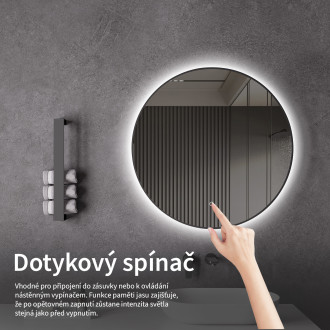 CERANO - Koupelnové LED zrcadlo Velo, kovový rám - černá matná - Ø 60 cm