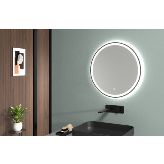 CERANO - Koupelnové LED zrcadlo Vito, kovový rám - černá matná - Ø 60 cm