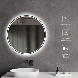 CERANO Koupelnové LED zrcadlo Vito, kovový rám černá matná 80 cm CER-NT8232G80