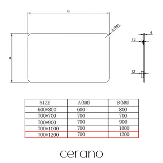 CERANO - Koupelnové obdelníkové zrcadlo Verniciato - 120x70 cm