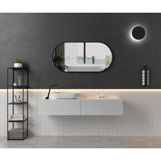 CERANO - Koupelnové zrcadlo Bano, kovový rám - černá matná - 55x100 cm