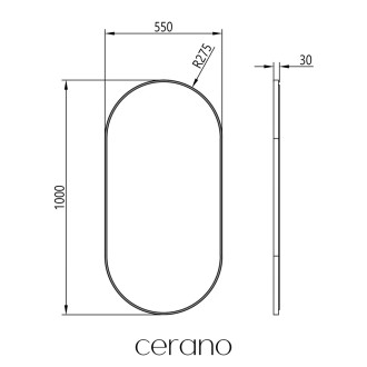 CERANO - Koupelnové zrcadlo Bano, kovový rám - černá matná - 55x100 cm