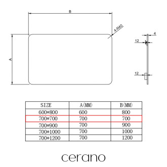 CERANO - Koupelnové zrcadlo Verniciato - 70x70 cm