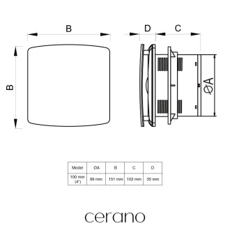 CERANO - Koupelnový axiální ventilátor, 12W, potrubí 100mm - bílá lesklá
