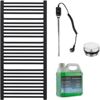 CERANO - Koupelnový elektrický radiátorový set Antonio - 600W - černá matná - 1180x550 mm