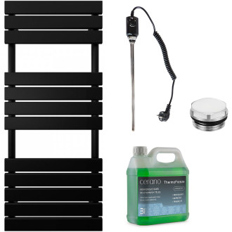 CERANO - Koupelnový elektrický radiátorový set Claude - 600W - černá matná - 1200x500 mm