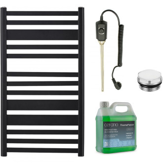 CERANO - Koupelnový elektrický radiátorový set Enrico - 300W - černá matná - 970x550 mm