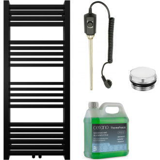CERANO - Koupelnový elektrický radiátorový set Franko - 300W - černá matná - 1200x500 mm