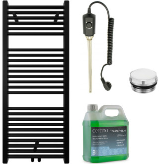 CERANO - Koupelnový elektrický radiátorový set Lincoln - 300W - černá matná - 1200x500 mm