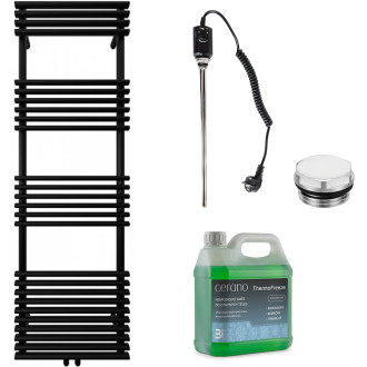 CERANO - Koupelnový elektrický radiátorový set Luigi - 600W - černá matná - 1600x500 mm