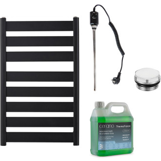 CERANO - Koupelnový elektrický radiátorový set Marco - 600W - černá matná - 920x550 mm