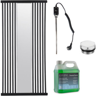 CERANO - Koupelnový elektrický radiátorový set Maximus - 600W - černá matná - 1510x740 mm