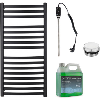 CERANO - Koupelnový elektrický radiátorový set Paolo - 600W - černá matná - 1090x550 mm
