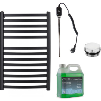 CERANO - Koupelnový elektrický radiátorový set Paolo - 600W - černá matná - 850x550 mm
