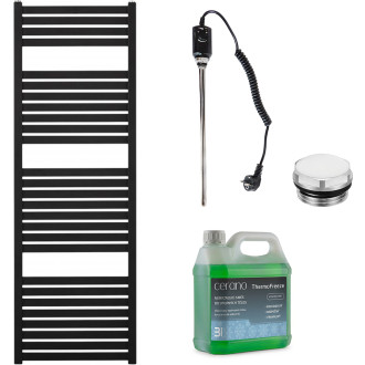 CERANO - Koupelnový elektrický radiátorový set Vincenzo - 600W - černá matná - 1330x450 mm