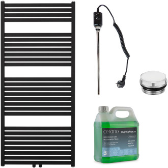 CERANO - Koupelnový elektrický radiátorový set Vincenzo - 600W - černá matná - 1340x600 mm