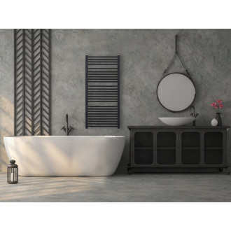 CERANO - Koupelnový radiátor Antonio - boční připojení - 655W - černá matná - 1180x550 mm