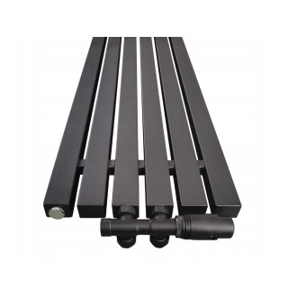 CERANO - Koupelnový radiátor Pyricus - středové připojení 50mm - 643W - černá matná - 1600x290 mm